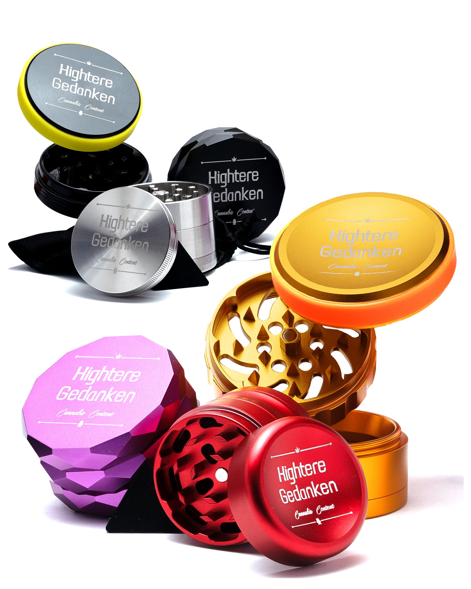 Verschiedene Kräutermühlen als Gruppenbild