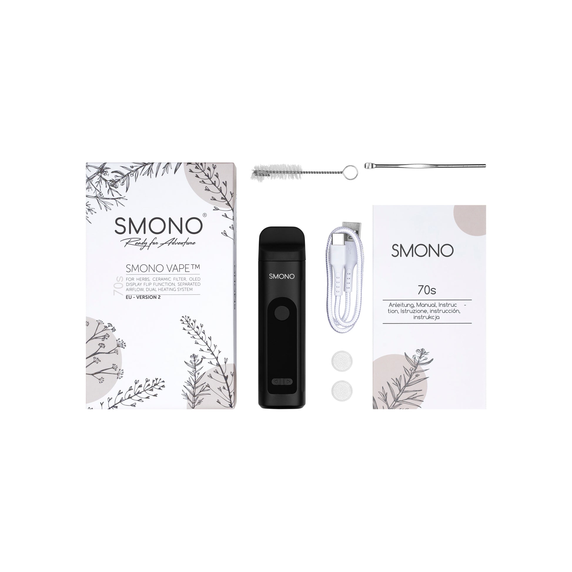 Smono 70s Vaporizer Dual Konduktion, 240 C, USB-C & Edelstahlkammer | Hightere Gedanken Smono 70s Vaporizer Dual Konduktion, 240 C, USB-C & Edelstahlkammer | Hightere Gedanken