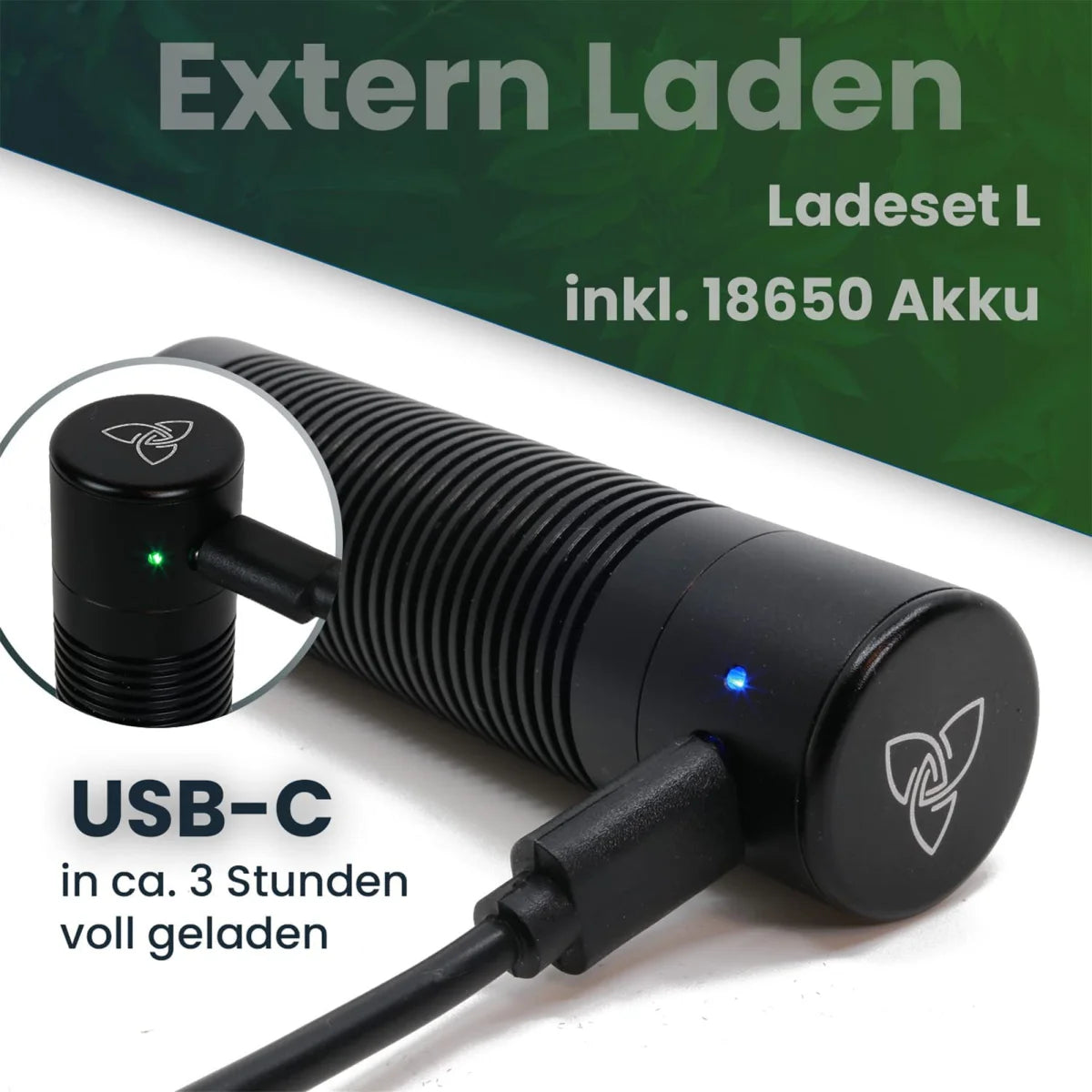 USB-C Ladeset für 18650 Batterien inkl. Batterie und Batteriefach